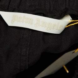 Pre Owned Palm Angels Black Linen Logo Detail Boxer Shorts L