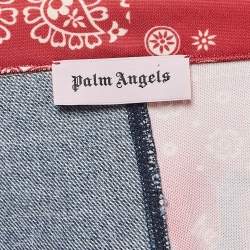 Palm Angels Blue/Red Split Bandana Print Denim Jacket M