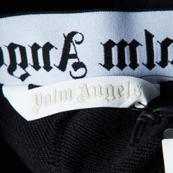 Pre Owned Palm Angels Black Cotton Logo Waist Band Flared Trousers S