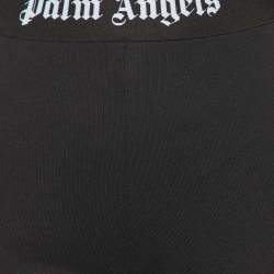 Pre Owned Palm Angels Black Cotton Logo Waist Band Flared Trousers S