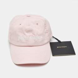 Pre Owned Palm Angels Pink Logo Embroidered Cotton Baseball Cap 
