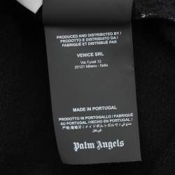 Pre Owned Palm Angels Black Cotton Knit Star Sprayed Logo Hoodie S