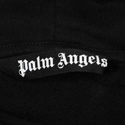 Pre Owned Palm Angels Black Cotton Knit Star Sprayed Logo Hoodie S