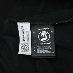 Pre Owned Palm Angels Black Cotton Knit Star Sprayed Logo Hoodie S