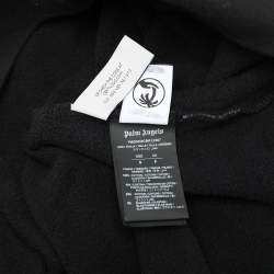 Pre Owned Palm Angels Black Cotton Knit Star Sprayed Logo Hoodie S