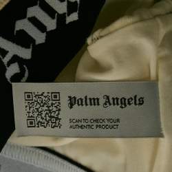 Palm Angels Cream Logo Print Crinkled Jersey Crop Top M