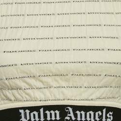 Palm Angels Cream Logo Print Crinkled Jersey Crop Top M