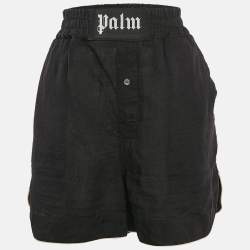 Palm Angels Black Linen Contrast Trimmed Shorts M