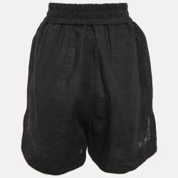 Palm Angels Black Linen Contrast Trimmed Shorts M