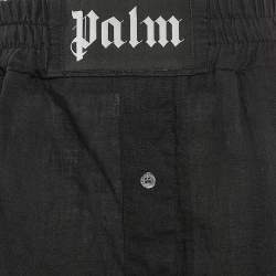 Palm Angels Black Linen Contrast Trimmed Shorts M