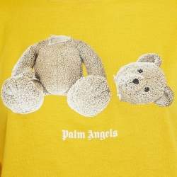 Palm Angels Yellow Teddy Print Jersey Crop T-Shirt S