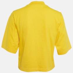 Palm Angels Yellow Teddy Print Jersey Crop T-Shirt S