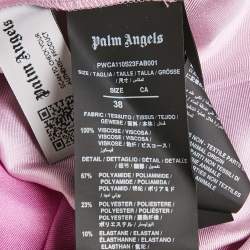 Palm Angels Pink Printed Satin Logo Waist Detail Trousers S