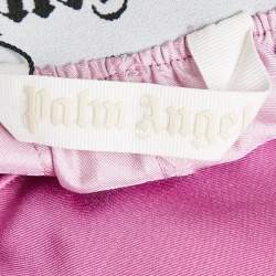 Palm Angels Pink Printed Satin Logo Waist Detail Trousers S