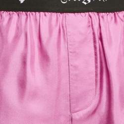 Palm Angels Pink Printed Satin Logo Waist Detail Trousers S