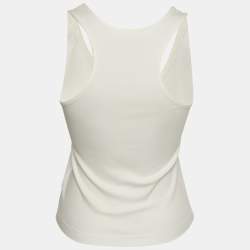 Palm Angels White Logo Print Rib Knit Tank Top XS