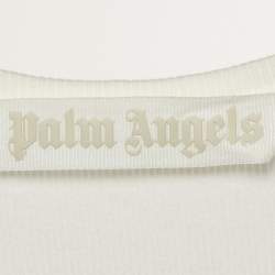 Palm Angels White Logo Print Rib Knit Tank Top XS