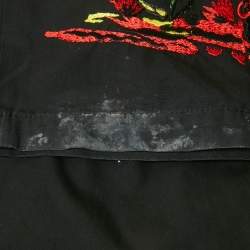 Palm Angels Black Embroidered Cotton Upside Down Palm Trousers S