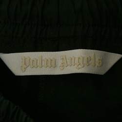 Palm Angels Black Embroidered Cotton Upside Down Palm Trousers S