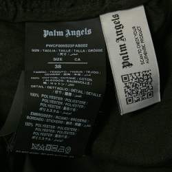 Palm Angels Black Embroidered Cotton Upside Down Palm Trousers S