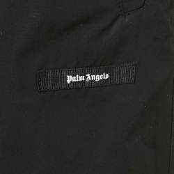 Palm Angels Black Embroidered Cotton Upside Down Palm Trousers S