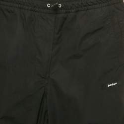 Palm Angels Black Embroidered Cotton Upside Down Palm Trousers S