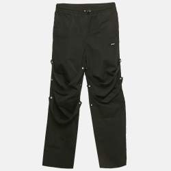 Palm Angels Black Embroidered Cotton Upside Down Palm Trousers S