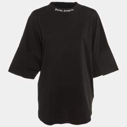 Palm Angels Black Logo Print Cotton Crew Neck Oversized T-Shirt M