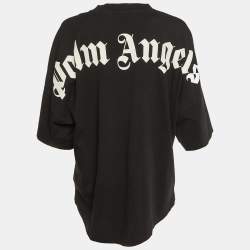 Palm Angels Black Logo Print Cotton Crew Neck Oversized T-Shirt M