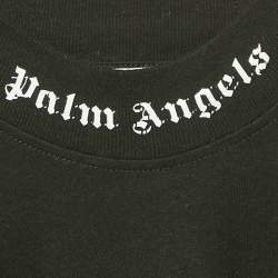 Palm Angels Black Logo Print Neck Jersey Midi T-Shirt Dress XS