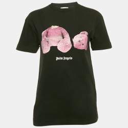 Palm Angels Black Teddy Print Jersey  T-Shirt XXS