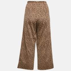 Palm Angels Brown Leopard Print Knit Contrast Tape Trimmed Trackpants M