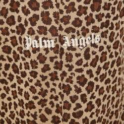 Palm Angels Brown Leopard Print Knit Contrast Tape Trimmed Trackpants M