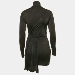 Palm Angels Black Jersey Draped Track-Style Dress S