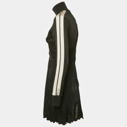 Palm Angels Black Jersey Draped Track-Style Dress S