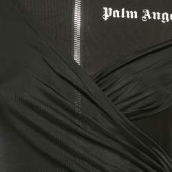 Palm Angels Black Jersey Draped Track-Style Dress S