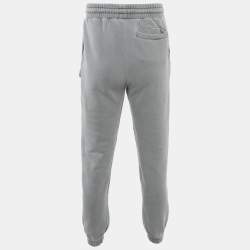 Pre Owned Palm Angels Grey Logo Print Cotton Knit Joggers S