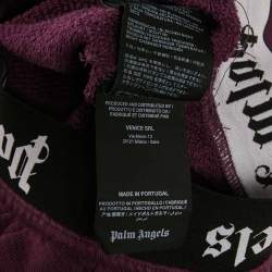 مملوكة مسبقًا Palm Angels Purple Logo Printed Cotton Knit Hooded Sweatshirt S