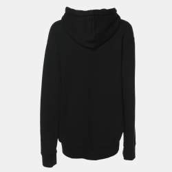 Pre Owned Palm Angels Black Cotton Knit Sprayed Logo Hoodie XXS