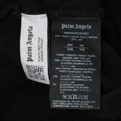 Pre Owned Palm Angels Black Cotton Knit Sprayed Logo Hoodie XXS