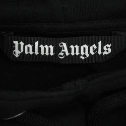 Pre Owned Palm Angels Black Cotton Knit Sprayed Logo Hoodie XXS