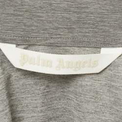 Pre Owned Palm Angels Grey Melange Technical Jersey Zip-Up Jacket S
