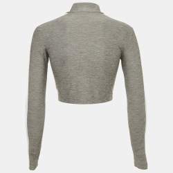 Pre Owned Palm Angels Grey Melange Technical Jersey Zip-Up Jacket S