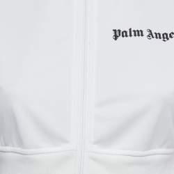 Pre Owned Palm Angels White Logo Print Jersey and Nylon Midi Dress S