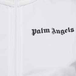 Pre Owned Palm Angels White Logo Print Jersey and Nylon Midi Dress S