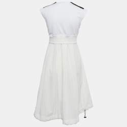 Pre Owned Palm Angels White Logo Print Jersey and Nylon Midi Dress S