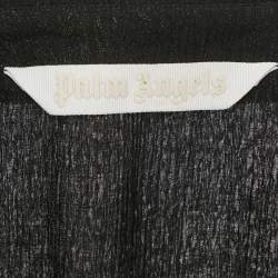 Pre Owned Palm Angels Black Embroidered Crepe Sheer Soiree Pajama Bowling Shirt M