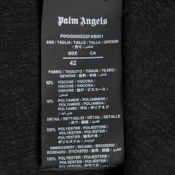 Pre Owned Palm Angels Black Embroidered Crepe Sheer Soiree Pajama Bowling Shirt M