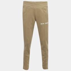 Pre Owned Palm Angels Beige Logo Print Jersey Track Pants S