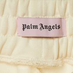 Pre Owned Palm Angels Cream Logo Print Jersey Flared Track Pants S
